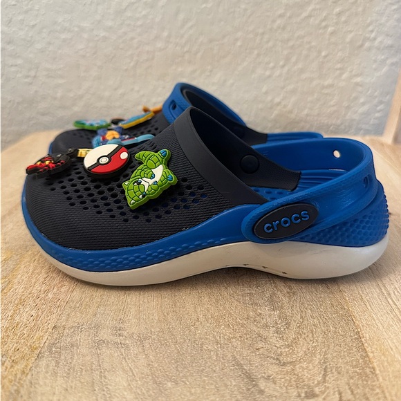 Blue Crocs with Pokemon Jibitz - Picture 1 of 3
